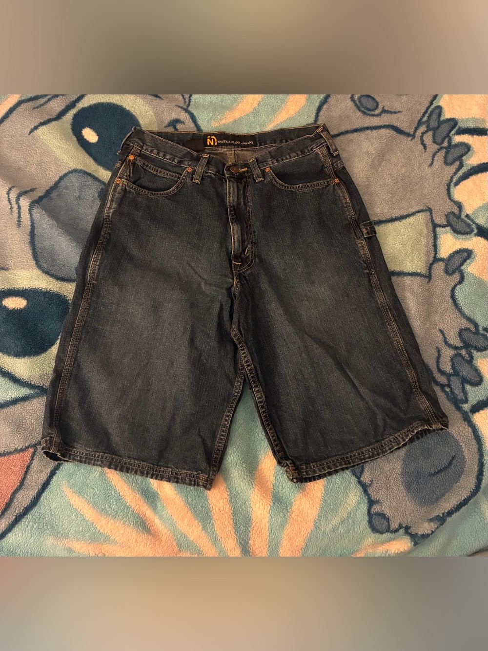 Nautica Men's Dark Wash Denim Carpenter Shorts
